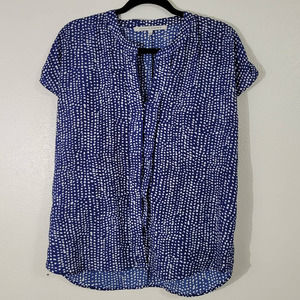 Collective Concepts Short Sleeve V-Neck Button Up Blouse